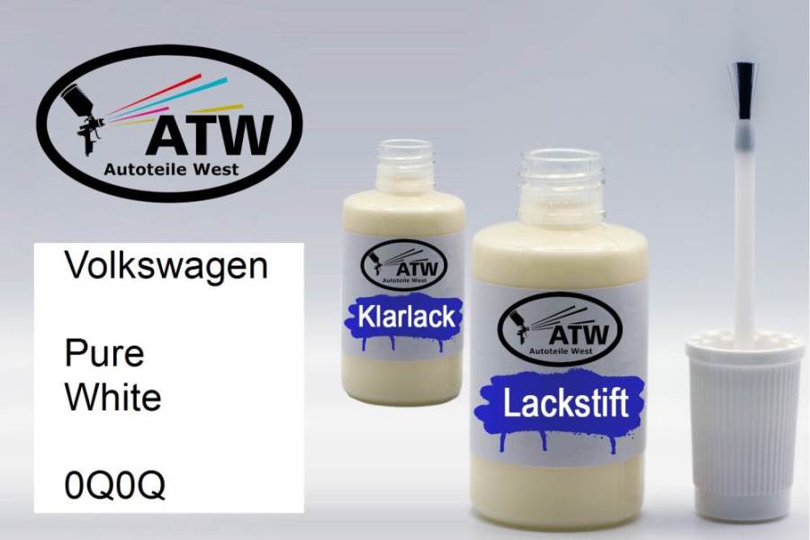 Volkswagen, Pure White, 0Q0Q: 20ml Lackstift + 20ml Klarlack - Set, von ATW Autoteile West.